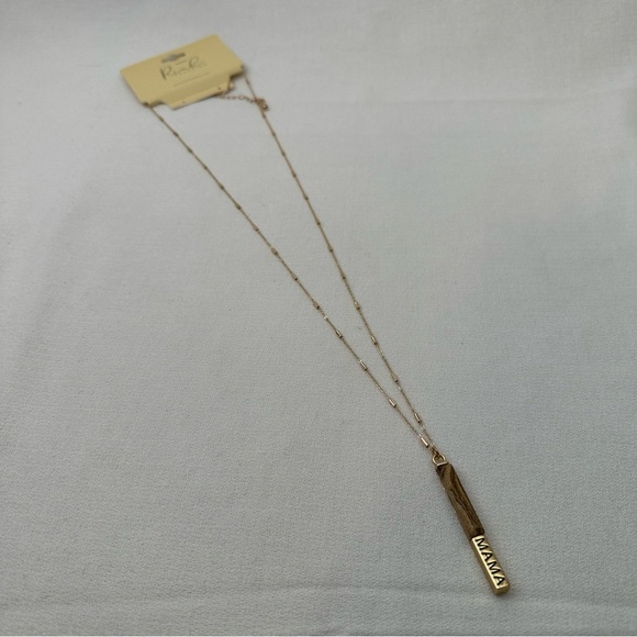 Pendant Mama Necklace Gold Tone Brown Stone - Picture 6 of 8